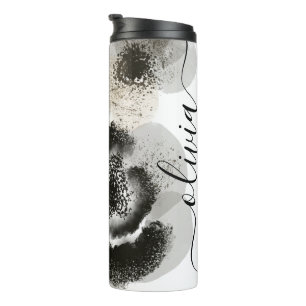 Bouteilles Isothermes Chic Or Noir Floral Signature Monogrammée