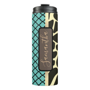 Bouteilles Isothermes Chic Quatrefoil Giraffe Impression personnalisée