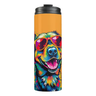 Bouteilles Isothermes Chien Abstrait Coloré avec Lunettes de Soleil