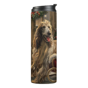 Bouteilles Isothermes Chien Afghan de Noël Festif