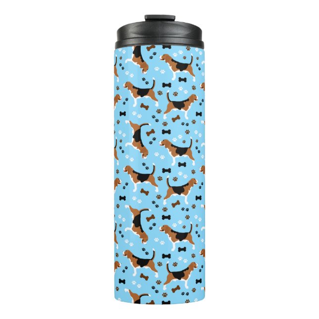 Bouteilles Isothermes Chien beagle Motif Blue Pawprints (Devant)