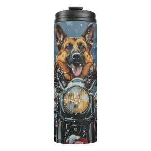 Bouteilles Isothermes Chien berger allemand à moto Noël