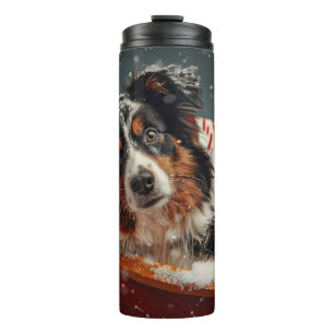Bouteilles Isothermes Chien Berger Australien Noël Festif