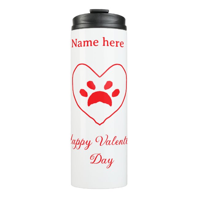 Bouteilles Isothermes Chien chat patte cœur rouge joyeuse Saint-Valentin (Devant)