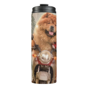 Bouteilles Isothermes Chien Chow Chow à moto Noël