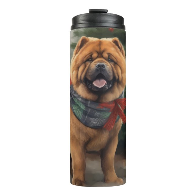 Bouteilles Isothermes Chien Chow Chow dans la neige de Noël (Devant)