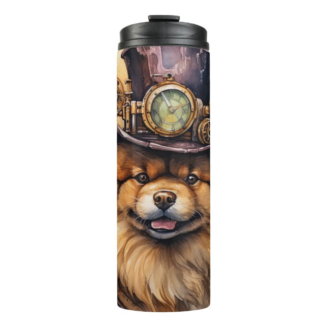 Bouteilles Isothermes Chien Chow Chow Steampunk (Devant)