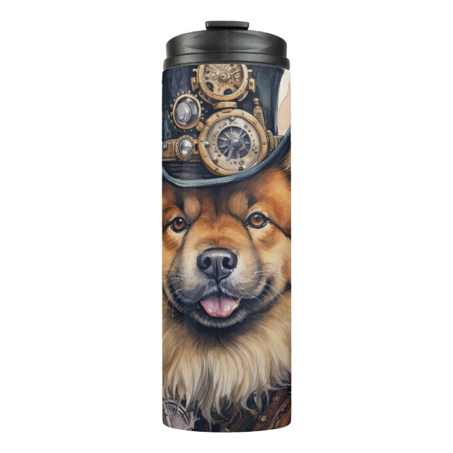 Bouteilles Isothermes Chien Chow Chow Steampunk (Devant)