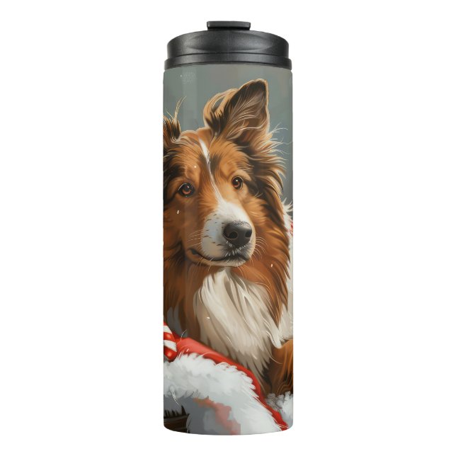 Bouteilles Isothermes Chien Colley Rough Noël Fêtard (Devant)