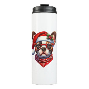 Bouteilles Isothermes Chien de Noël Français Chien de taureaux Santa Hat