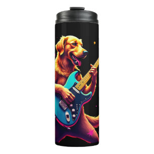 Bouteilles Isothermes Chien Golden Retriever Jouant de la Guitare Électr