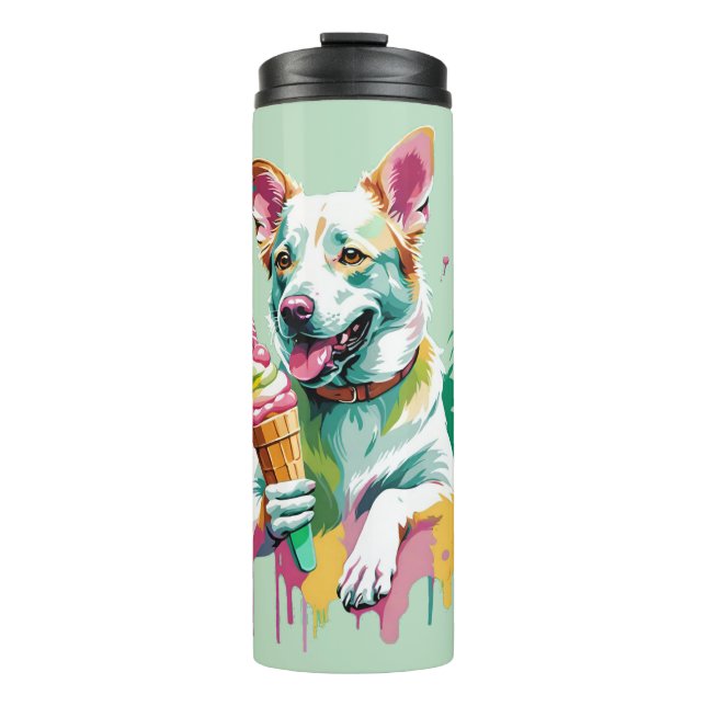 Bouteilles Isothermes Chien heureux mangeant une glace (Devant)