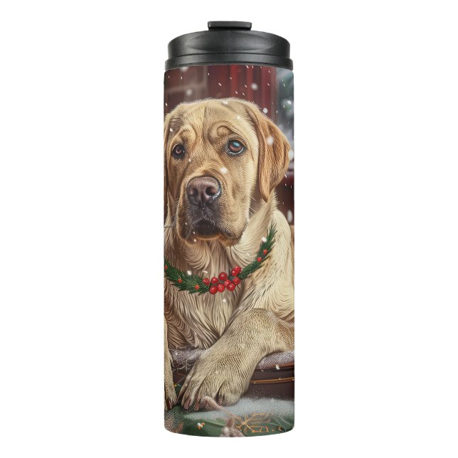 Bouteilles Isothermes Chien Labrador Fête de Noël (Devant)