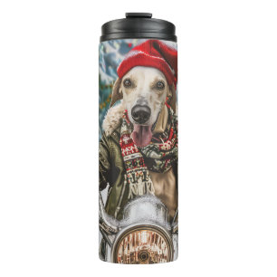 Bouteilles Isothermes Chien Lévrier sur Moto Noël