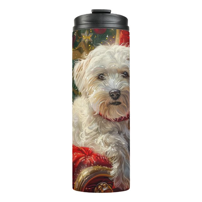 Bouteilles Isothermes Chien Maltais Noël Festif (Devant)