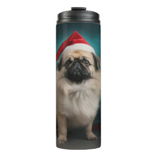 Bouteilles Isothermes Chien pekingese pendant Noël de neige