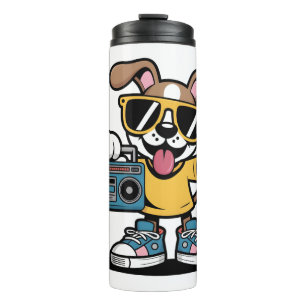 Bouteilles Isothermes Chien rétro hip hop : Chiot de dessin animé cool 