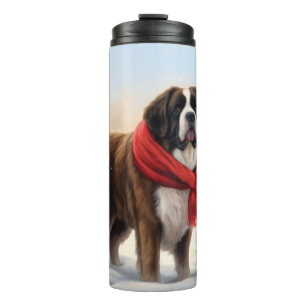 Bouteilles Isothermes Chien Saint-Bernard dans la neige de Noël