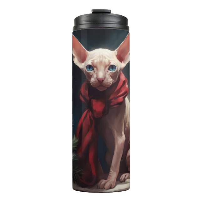 Bouteilles Isothermes Chien Sphynx dans la neige de Noël (Devant)