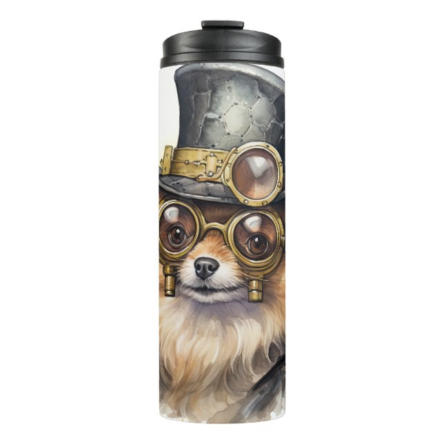 Bouteilles Isothermes Chien Steampunk Poméranien (Devant)