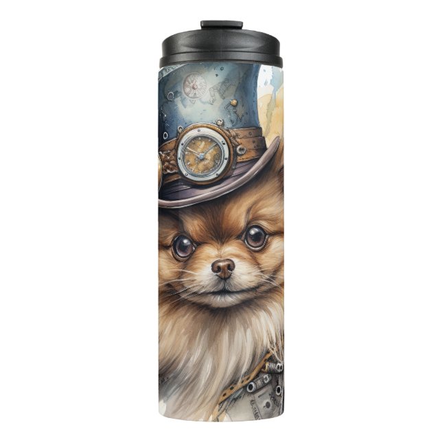 Bouteilles Isothermes Chien Steampunk Poméranien (Devant)