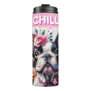 Bouteilles Isothermes Chien-taureau français avec peinture impressionnis