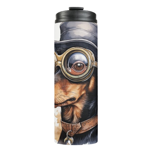 Bouteilles Isothermes Chien teckel steampunk (Devant)