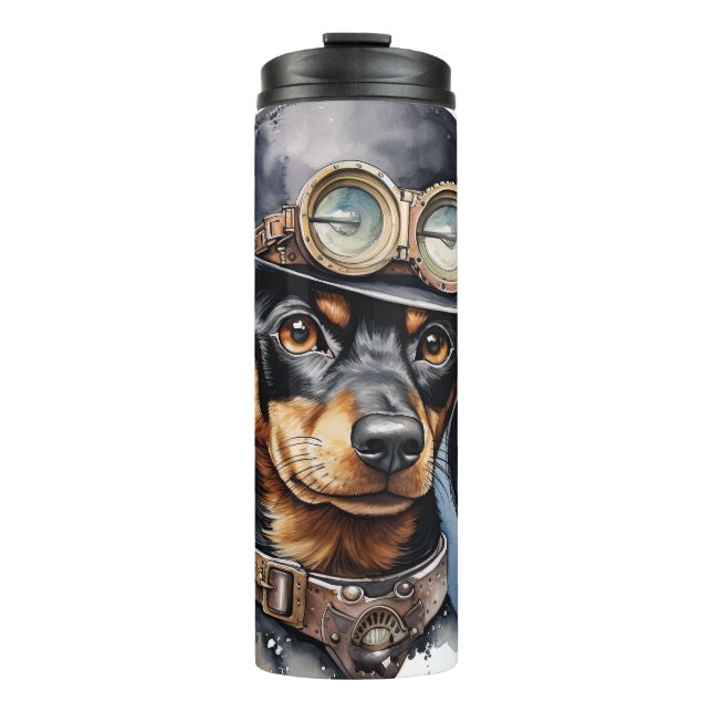Bouteilles Isothermes Chien teckel steampunk (Devant)