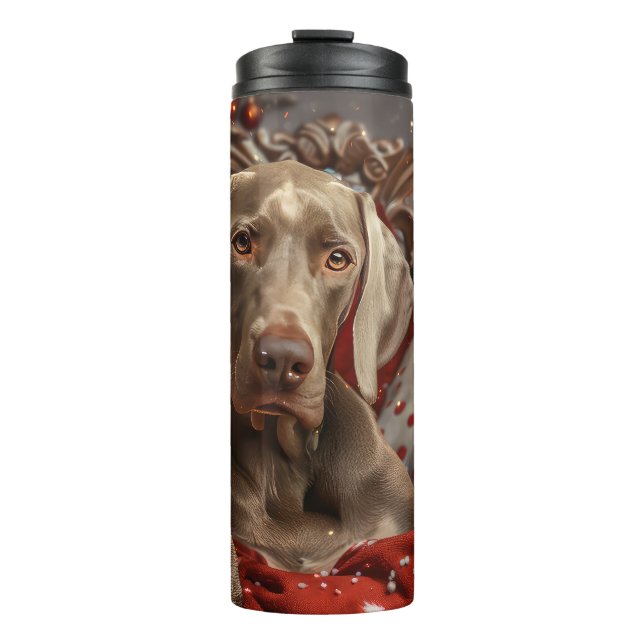 Bouteilles Isothermes Chien Weimaraner Noël Fêtard (Devant)