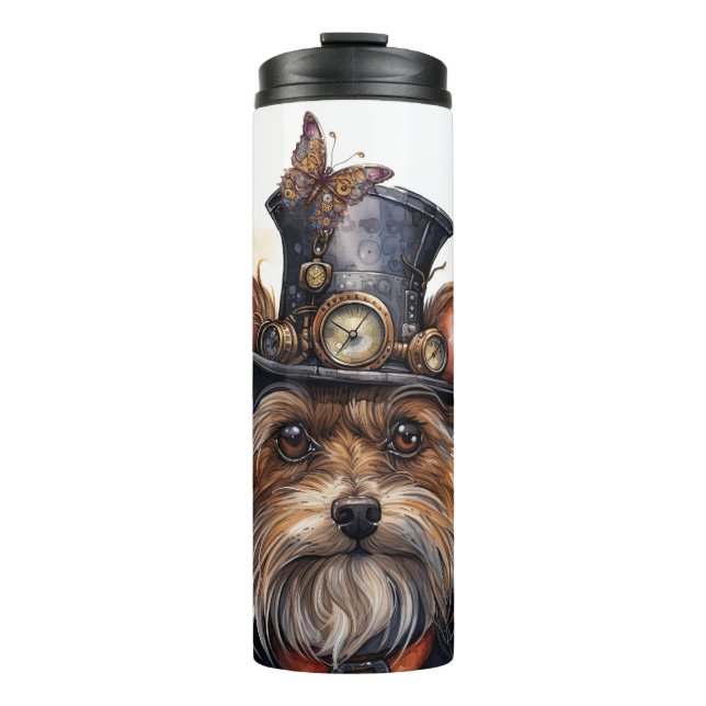 Bouteilles Isothermes Chien Yorkshire Terrier Steampunk (Devant)