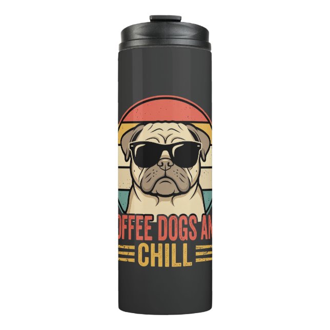 Bouteilles Isothermes Chiens de café et Pug Rétro Chill (Devant)