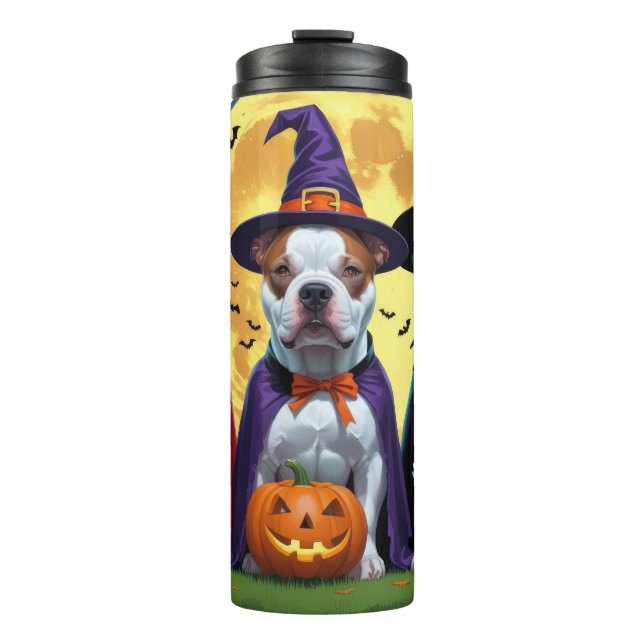 Bouteilles Isothermes Chiens de Pitbull Citrouille Halloween drôle (Devant)