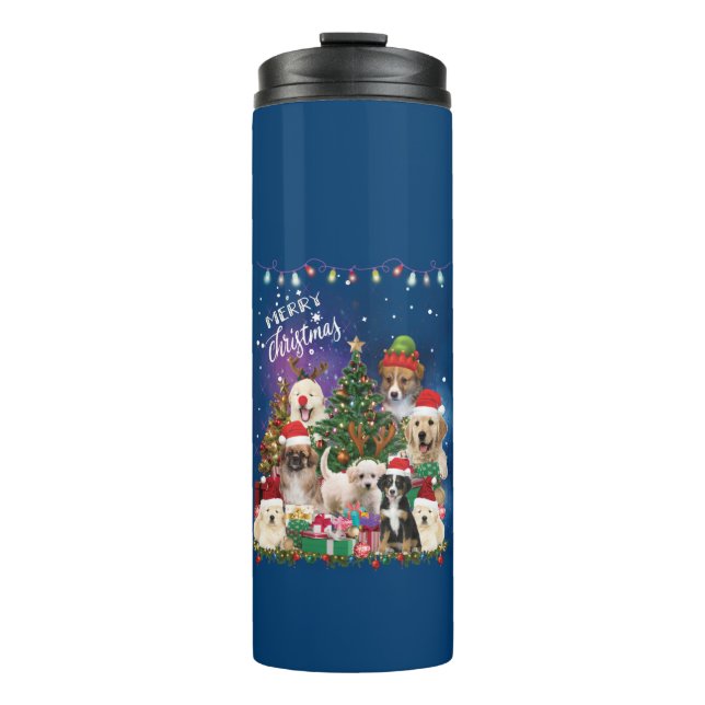Bouteilles Isothermes Chiens Joyeux Noël Lumière (Devant)