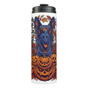 Bouteilles Isothermes Chiens Pitbull Bleus Citrouilles Halloween Feuille