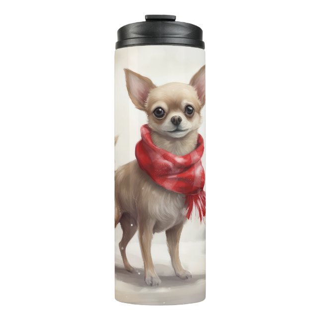 Bouteilles Isothermes Chihuahua Chien dans Noël de neige (Devant)