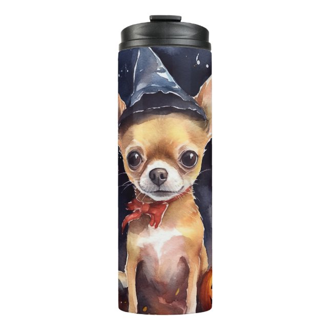 Bouteilles Isothermes Chihuahua d'Halloween avec la peur Citrouille (Devant)