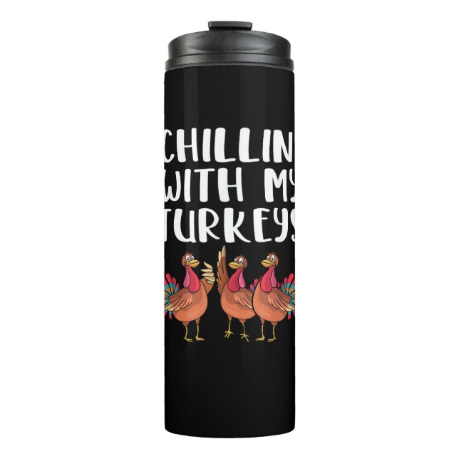 Bouteilles Isothermes Chillin' Avec Mes Dindons Thanksgiving Saison Fami (Devant)
