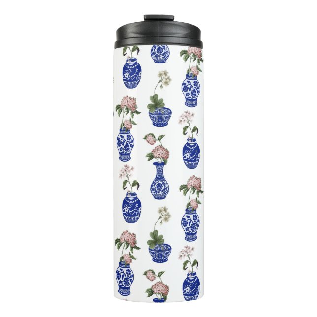 Bouteilles Isothermes Chinoiserie vases bleus et fleurs  (Devant)