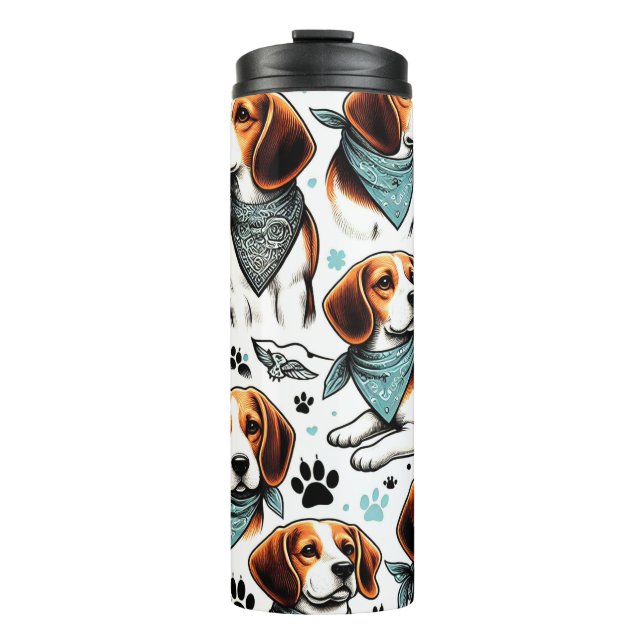 Bouteilles Isothermes Chiot Beagle vintage sans couture (Devant)
