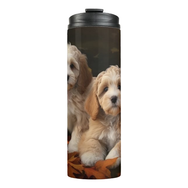 Bouteilles Isothermes Chiots Cockapoo Délice d'Automne Citrouille  (Devant)