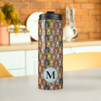 Chouette boho colorée Motif et monogramme