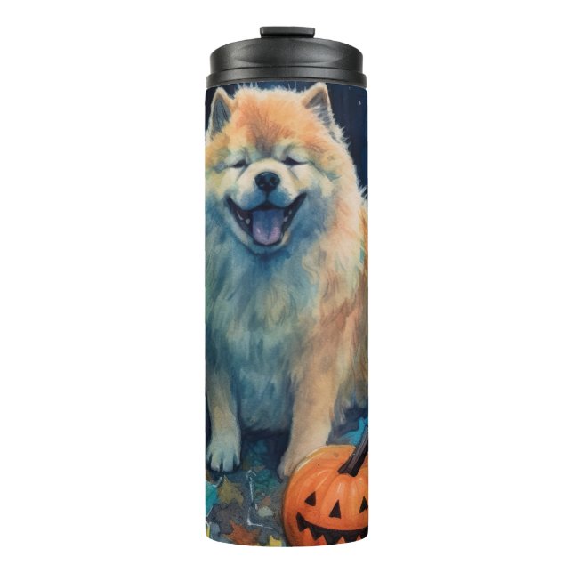 Bouteilles Isothermes Chow Chow Halloween avec citrouilles effrayant  (Devant)