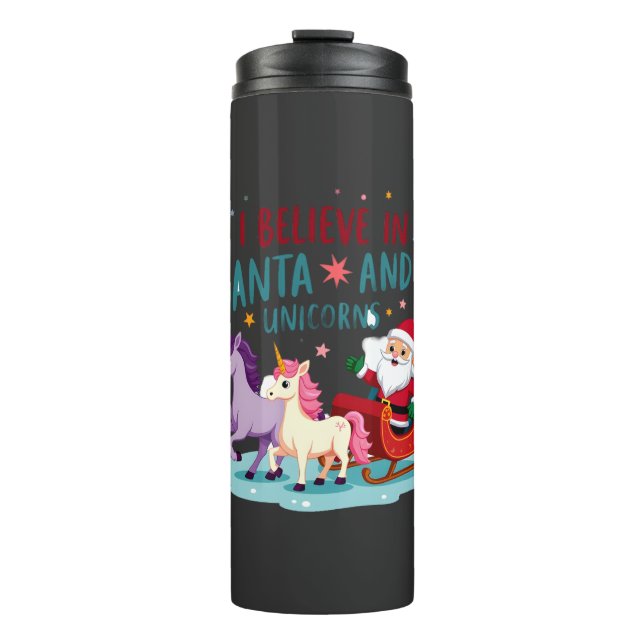 Bouteilles Isothermes Christmas I Believe In Santa And Unicorns Funny Xm (Devant)