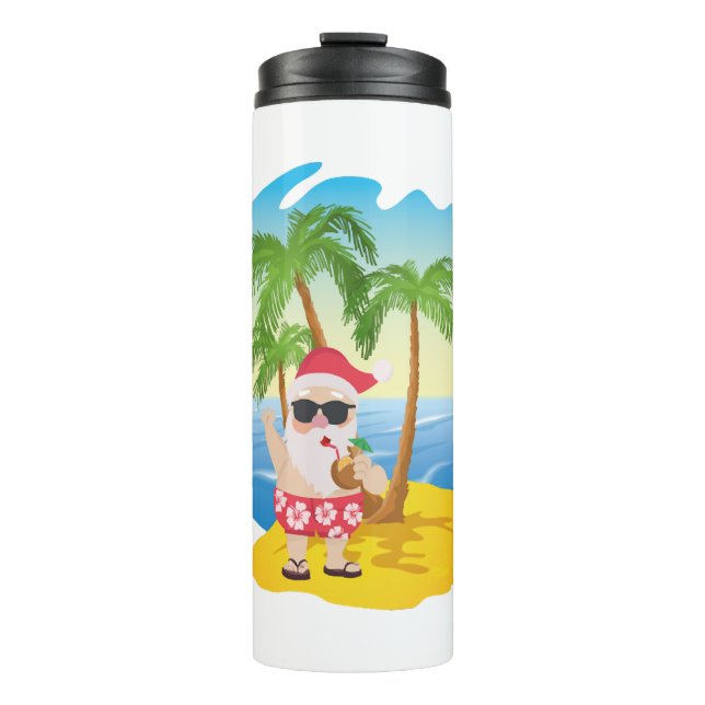 Bouteilles Isothermes Christmas Tropical Beach Funny Santa Claus (Devant)