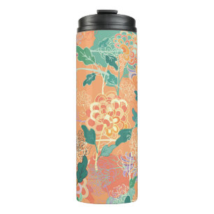 Bouteilles Isothermes Chrysanthème chinois : motif orange floral.