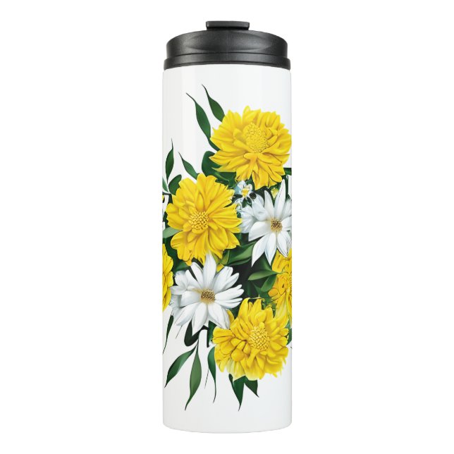 Bouteilles Isothermes Chrysanthèmes et marguerites jaunes (Devant)
