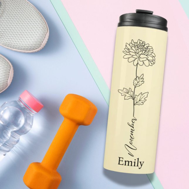 Bouteilles Isothermes Chrysanthemum, domestique, novembre Fleur de naiss (Bridesmaid Chrysanthemum November Birth Flower Thermal Tumbler)