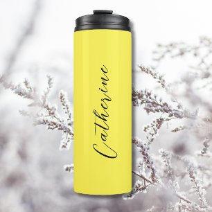 Bouteilles Isothermes Citron jaune noir Élégant minimal Customisé