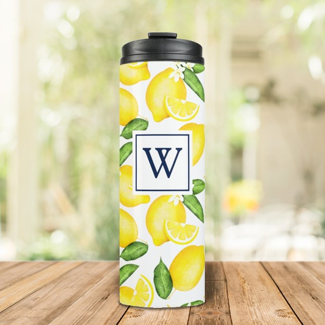 Bouteilles Isothermes Citron Monogramme Blanc (Créateur téléchargé)