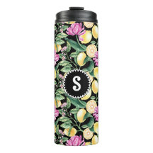 Citrons et tulipes Motif Floral | Citrus Monogramm